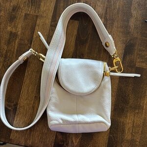 HOBO White Crossbody Bag with Gold Accents
